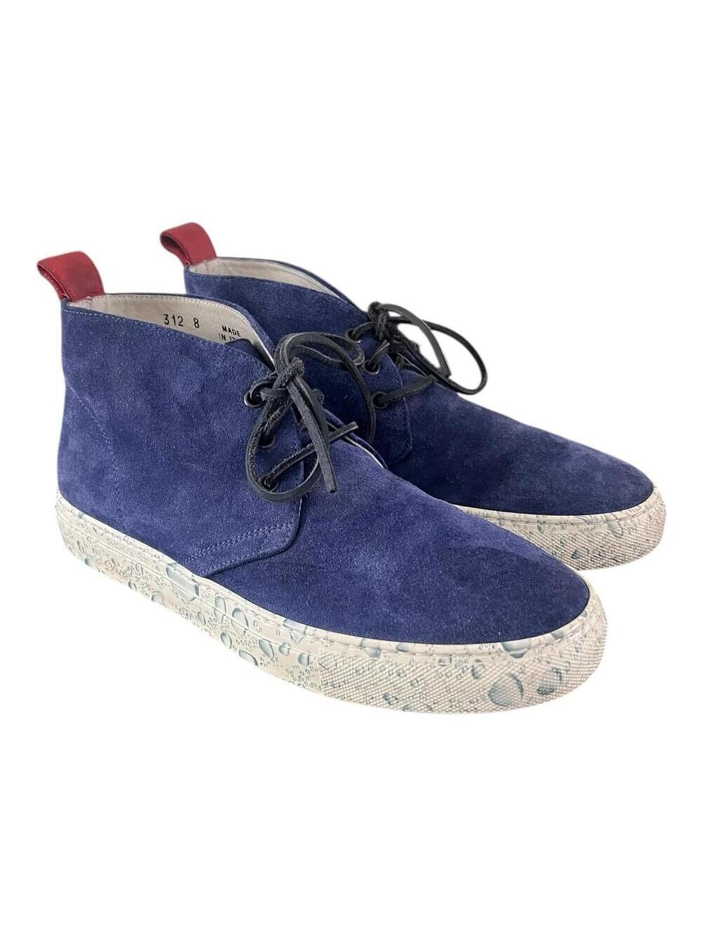 Rare Del Toro Blue Suede Boots Water Drop Sole Italy Luxury Chukka Mens Size 8